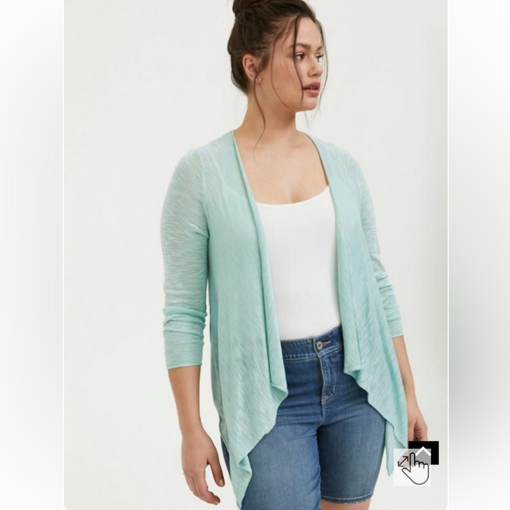 NWT TORRID 2 2X 18-20 SLUB CARDIGAN DRAPE FRONT SWEATER